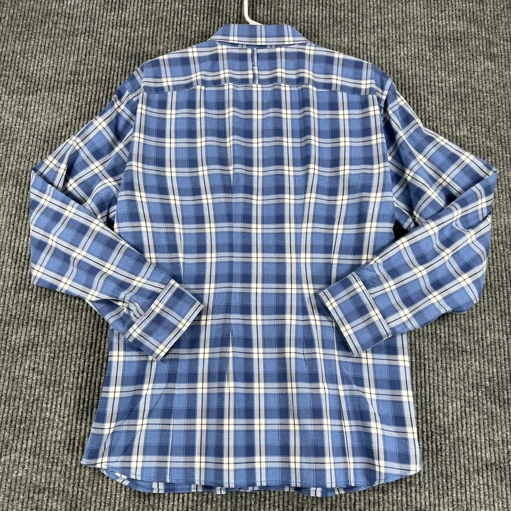 Banana Republic Shirt Mens Large Blue Plaid Long Sleeve Button‎ Up Grant Fit